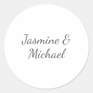 Liebliche Chic Calligraphy Couple Names Wedding Runder Aufkleber