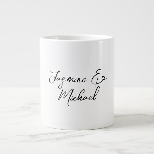 Liebliche Chic Calligraphy Names Hochzeiten Jumbo-Tasse (Vorderseite)