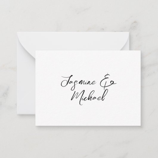 Liebliche Chic Calligraphy Names Hochzeiten Mitteilungskarte (Vorderseite)