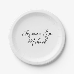Liebliche Chic Calligraphy Names Hochzeiten Pappteller