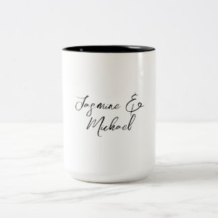 Liebliche Chic Calligraphy Names Hochzeiten Zweifarbige Tasse