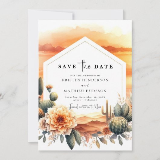 Liebliche Custom Cactus Wedding Save The Date (Vorderseite)