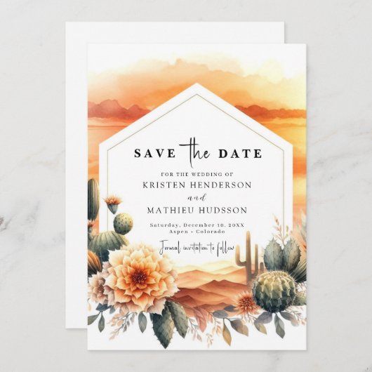 Liebliche Custom Cactus Wedding Save The Date (Vorne/Hinten)