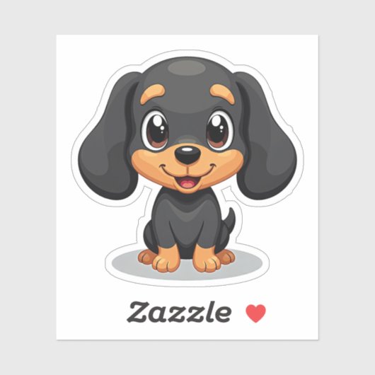 Liebliche Dackel Welpe - Chibi Style Aufkleber (Blatt)
