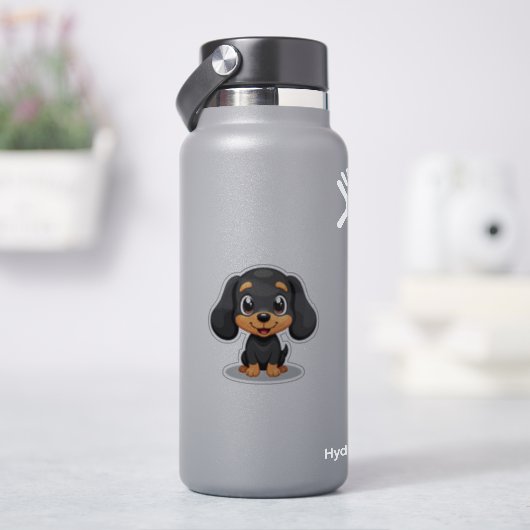 Liebliche Dackel Welpe - Chibi Style Aufkleber (HydroFlask)