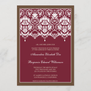 Liebliche Damast-Spitzenschrift 5x7 Hochzeitseinla Einladung