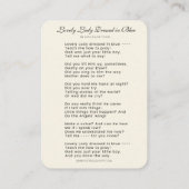 Liebliche Dame in blauem Gedicht Maria und Jesus v Visitenkarte (Rückseite)