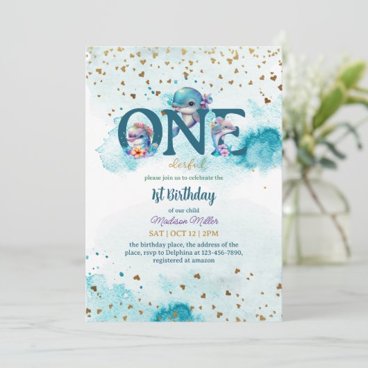 Liebliche Dolphin Niedlich Baby Girl Einladung zum (Stehend Vorderseite)