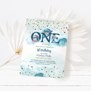 Liebliche Dolphin Niedlich Baby Girl Einladung zum