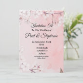 Liebliche Einladung zur Hochzeit, rosa und weiß (Stehend Vorderseite)