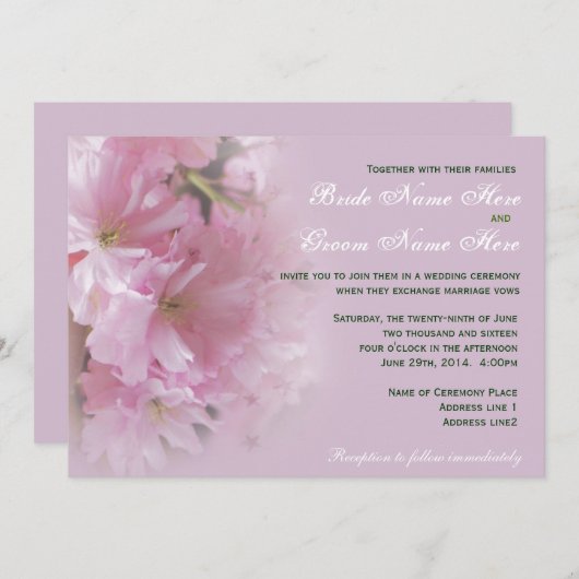 Liebliche Einladung zur Hochzeit von Weichkirsche (Vorne/Hinten)