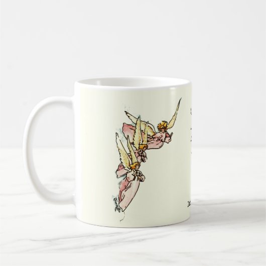 Liebliche Engel mit Sprichwort Comfort Sketch Kaffeetasse (Links)