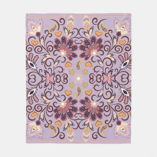 Liebliche ethnische indische Blume. Schöner Schmuc Fleecedecke (Vorderseite)
