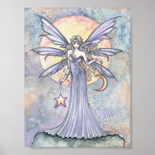 Liebliche Fee mit Star and Moon Poster Print (Vorne)
