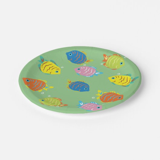 Liebliche Fische Pappteller (Schrägansicht)