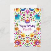 Liebliche Folklore Happy Birthday Card Dankeskarte (Vorne/Hinten)