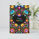 Liebliche Folklore Happy Birthday Card Dankeskarte (Stehend Vorderseite)