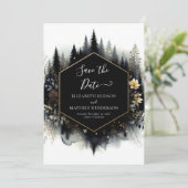 Liebliche Foto-verzauberte Waldhochzeit Save The Date (Stehend Vorderseite)