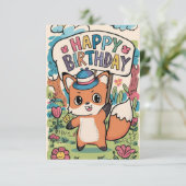 Liebliche Fox Geburtstagskarte Karte (Stehend Vorderseite)