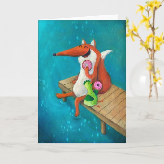 Liebliche Fox- und Hühnerfresser Karte (Gelbe Blume)