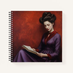 Liebliche Frau lesen Notizblock