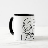 Liebliche Frau mit ihrem Kaffee Kaffeetasse (Vorderseite Links)