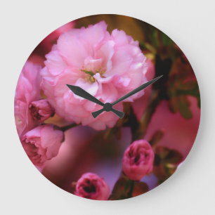 Liebliche Frühlingserreger Rosa Kirschblüten Große Wanduhr
