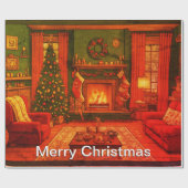 Liebliche gemütliche Weihnachtsfamilie Ansammlung Geschenkpapier (Flach)