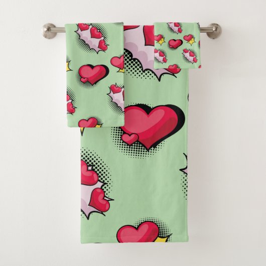 Liebliche Geschenke aus dem Comic in Rot und Schwa Badhandtuch Set (Insitu)