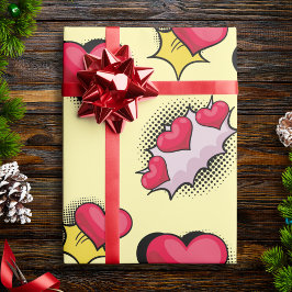Liebliche Geschenke aus dem Comic in Rot und Schwa Geschenkpapier