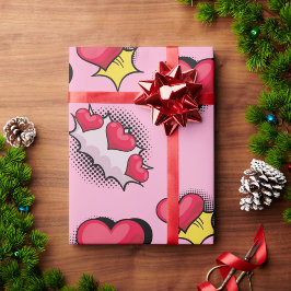 Liebliche Geschenke aus dem Comic in Rot und Schwa Geschenkpapier