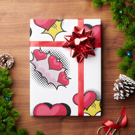Liebliche Geschenke aus dem Comic in Rot und Schwa Geschenkpapier