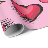 Liebliche Geschenke aus dem Comic in Rot und Schwa Geschenkpapier (Rolleneckpunkt)