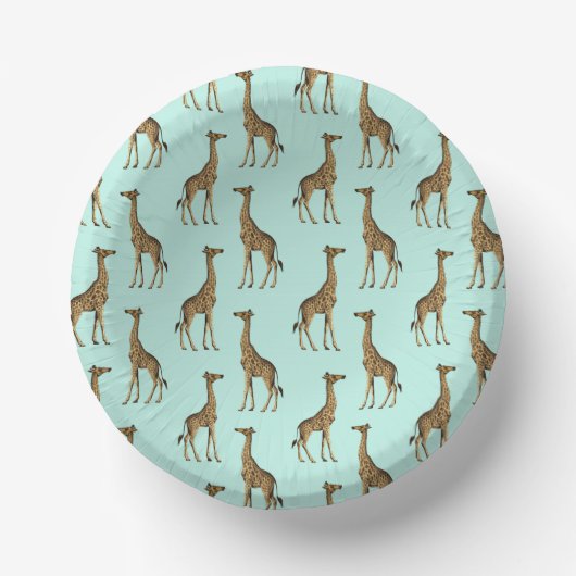 Liebliche Giraffe Mint und Gold Pappteller (Vorderseite)