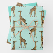Liebliche Giraffen, Löwen und Elefanten Geschenkpapier Set (Beispiel)