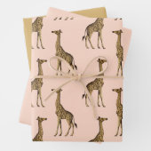 Liebliche Giraffen Rosa und Braun Geschenkpapier Set (Beispiel)