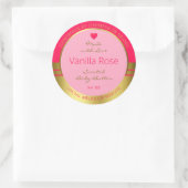 Liebliche Girly Product Packaging Label Rosa und G Runder Aufkleber (Tasche)