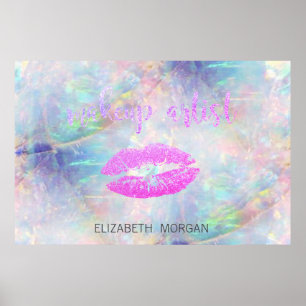 Liebliche glitzernde Lippen, Kuss, Visagist Opal Poster