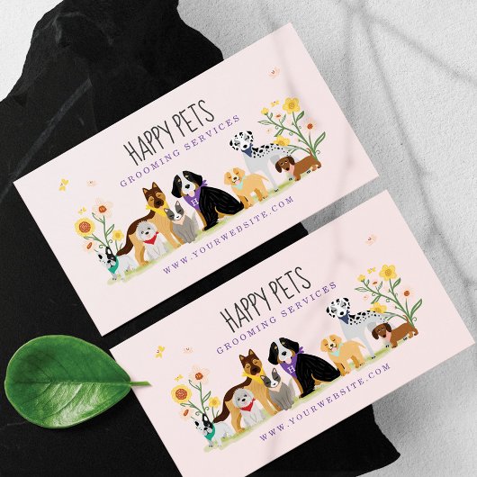 Liebliche, glückliche Haustierpflege, rosa Visitenkarte