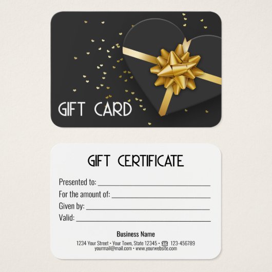 Liebliche Gold Bow Black Heart Geschenkboxen Gesch (Vorne & Hinten)