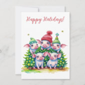 Liebliche Happy Holidays Pigs Wasserfarbkarten (Vorderseite)