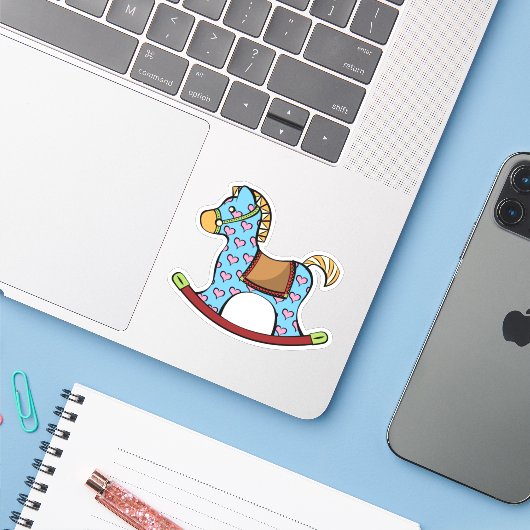 Liebliche Hearts Rocking Horse Contour Sticker (Laptop mit iPhone)