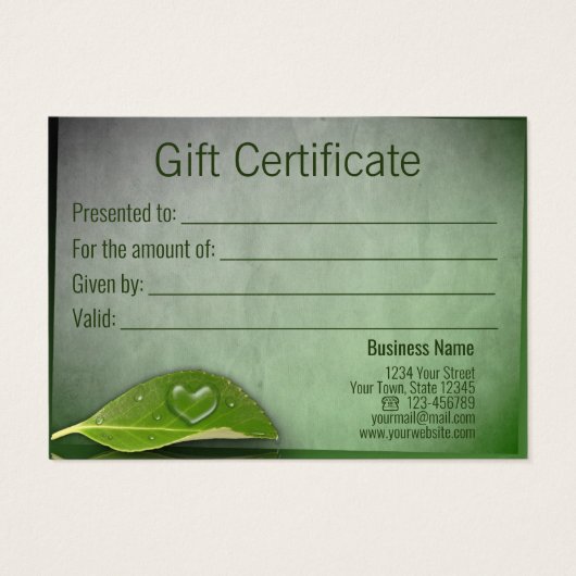 Liebliche Herz-Wassertropfenkarte (Rückseite)