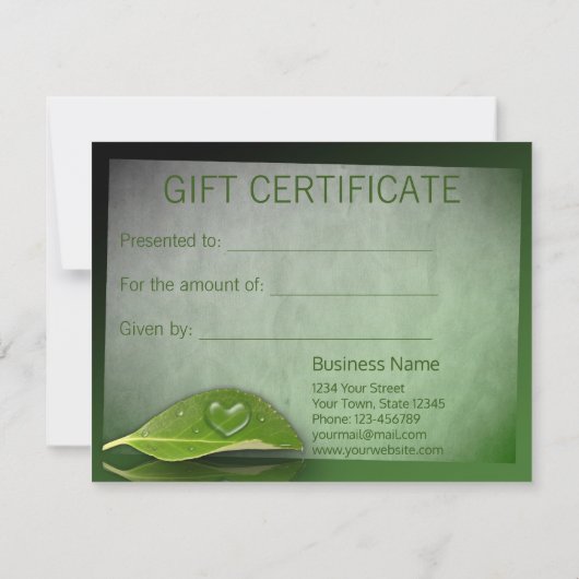 Liebliche Herz-Wassertropfenkarte (Rückseite)