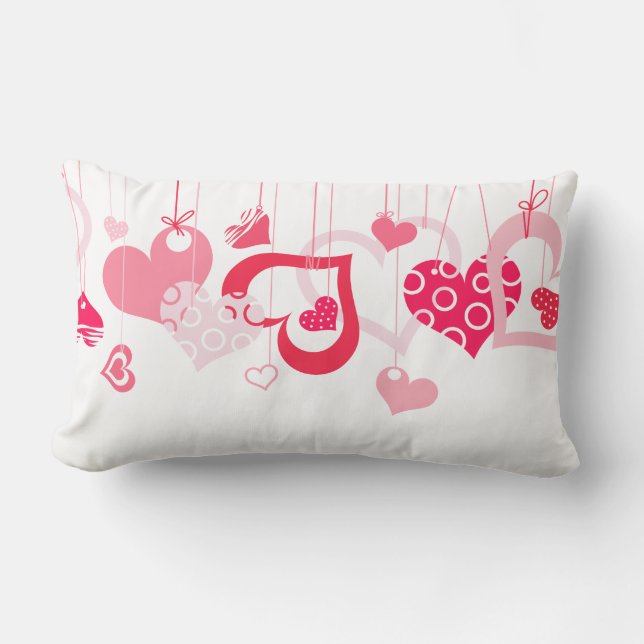 Liebliche Herzen Hanging Valentine Niedlich Throw  Lendenkissen (Vorderseite)