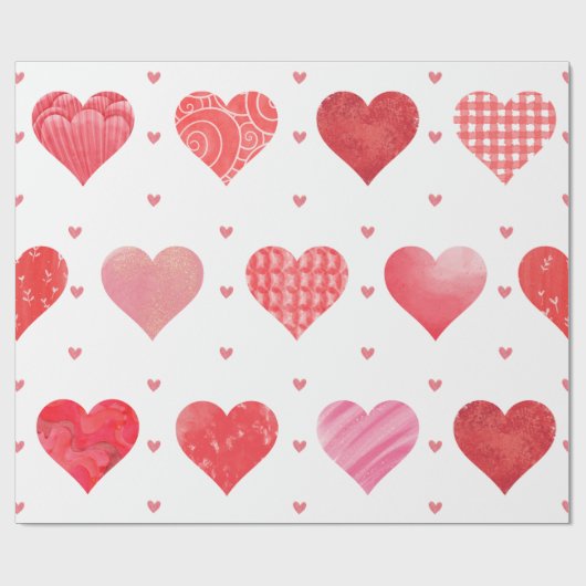 Liebliche Herzensstücke am weißen Valentinstag Geschenkpapier (Flach)