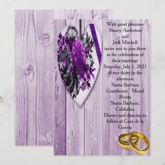 Liebliche Hochzeit Einladung (Vorne/Hinten)