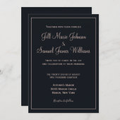 Liebliche Hochzeit in Blau und Dusty Rose Einladung (Vorne/Hinten)