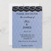 Liebliche Hochzeit in Blau und Schwarz Einladung (Vorderseite)