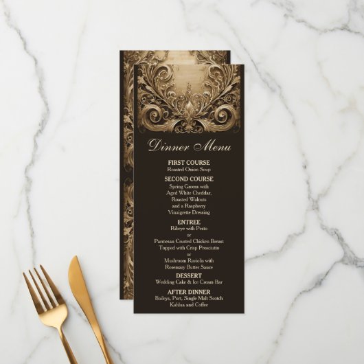 Liebliche Hochzeit Menükarte (Vorderseite/Rückseite Beispiel)